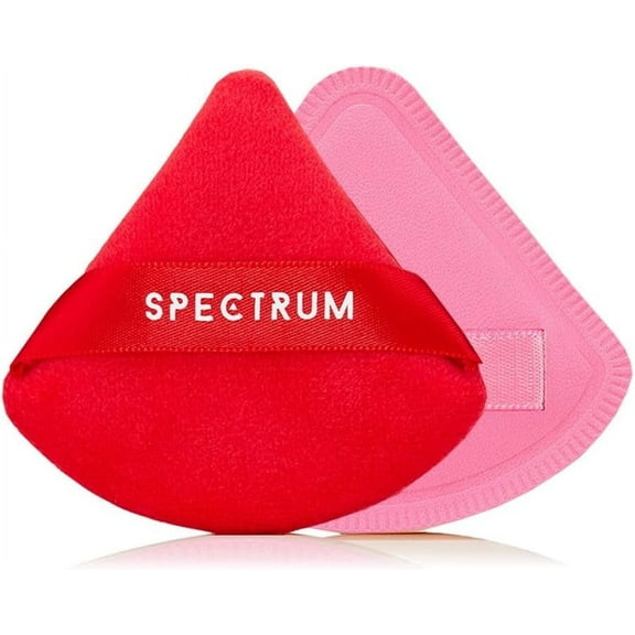 Spectrum Collections Brush Club Makeup Puffs, Soft Velour Triangle Powder Puff for Setting and Baking, Marble Rubycell Blending Sponge Make Up Puff for Blending Concealer, 2 Red and Pink Make Up Puffs