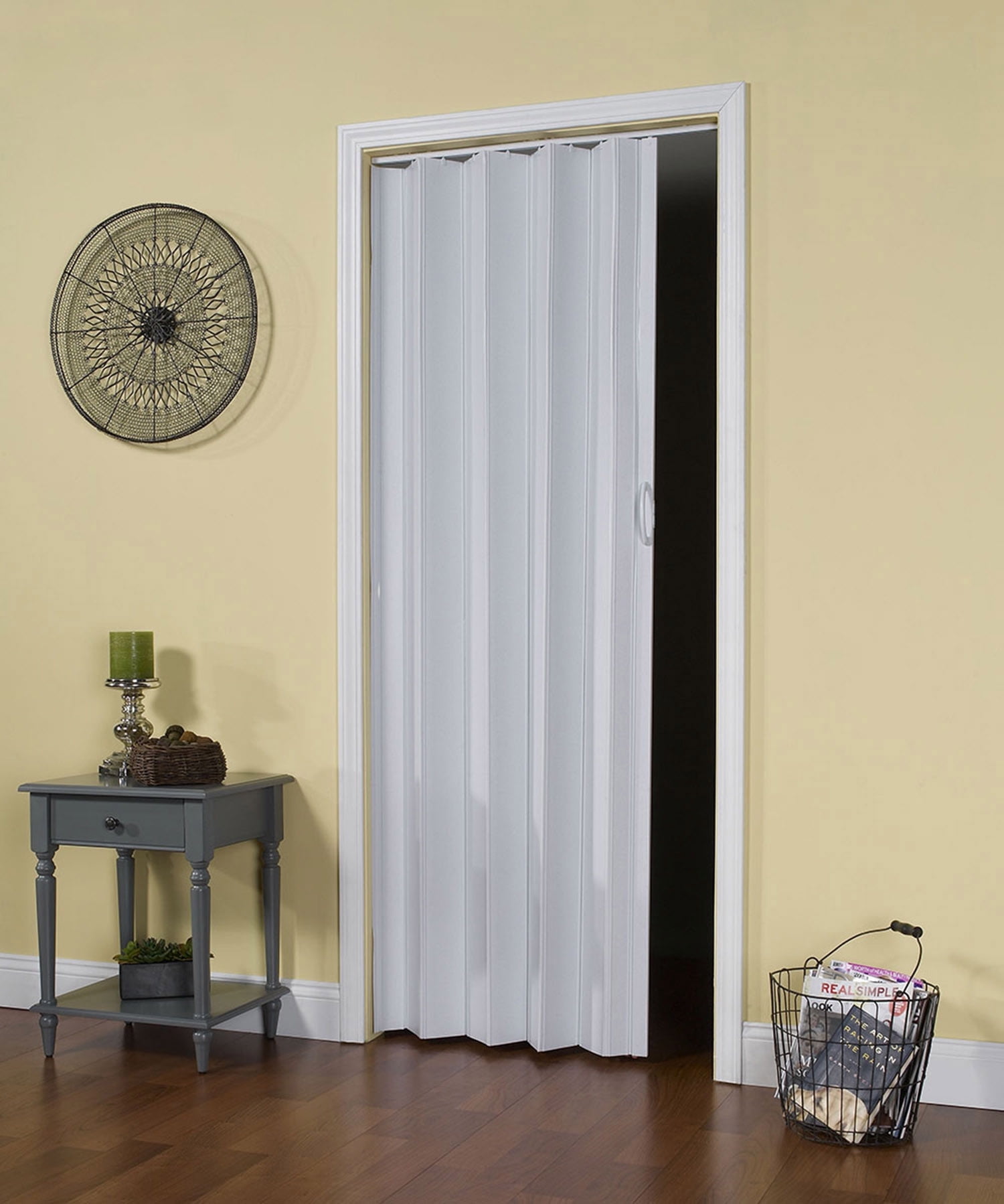 Spectrum Contempra Accordion Vinyl Folding Door, 36" x 80", Sand White