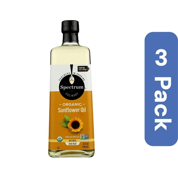 Spectrum Culinary Organic Sunflower Oil 32 fl oz Pack of 3