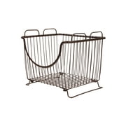 Spectrum Diversified Ashley Stackable Wire Basket With Raised Feet and Looped Handles, Modular Stacking Bin System for Kitchen Countertop & Desk Organization, Large, Bronze