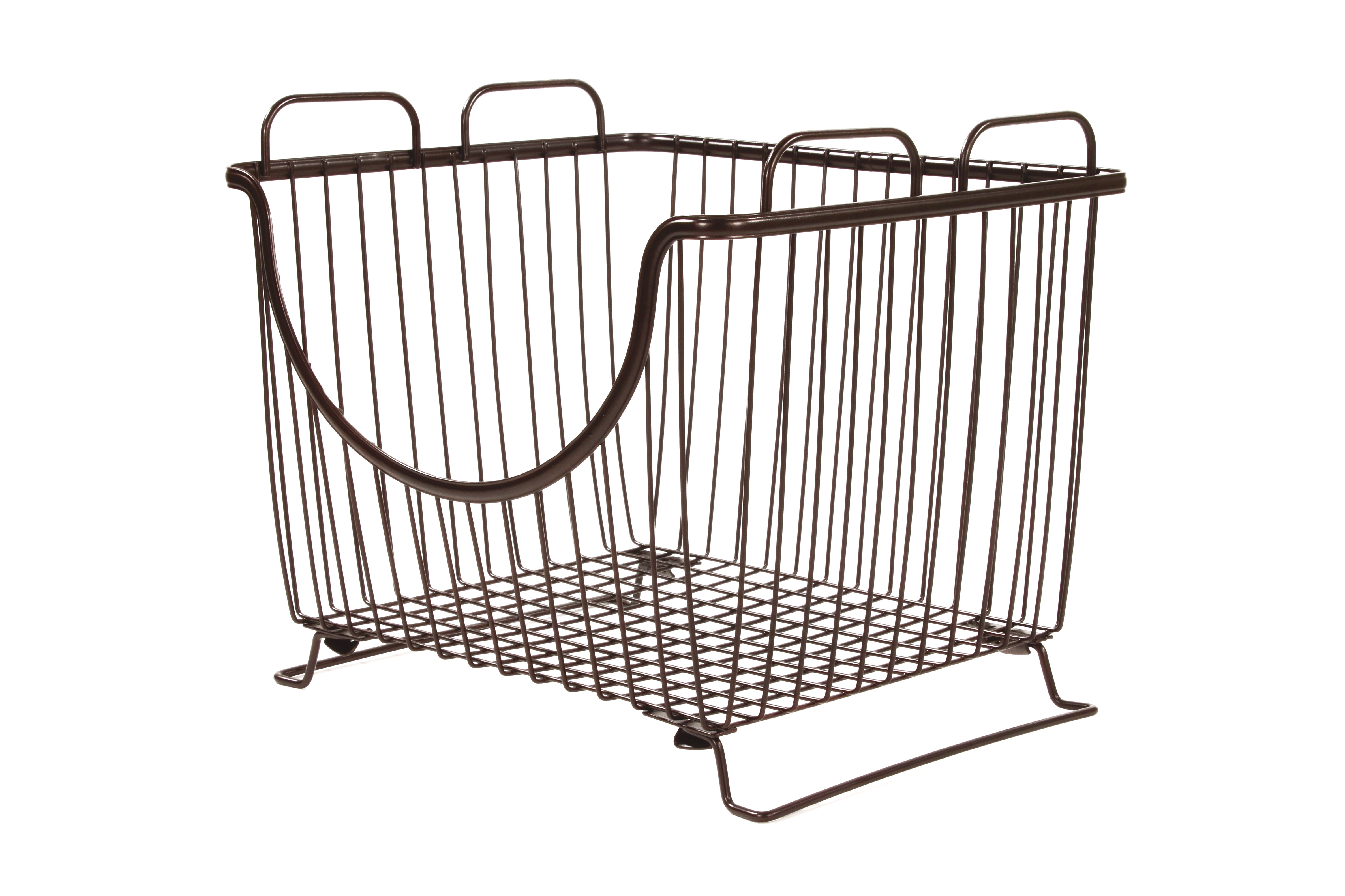 Mainstays, Round Wire Basket With Handles, Large Size, Gold, 4 Pack