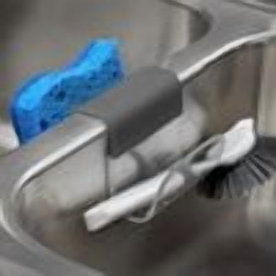 Spectrum Cora Sponge and Brush Sink Saddle for Double Sink Organization, Gray & Clear