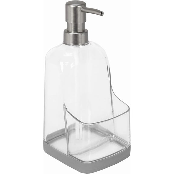 Spectrum Diversified Cora Soap Pump Sponge Holder for Sink Organization, 1 EA, Clear & Gray