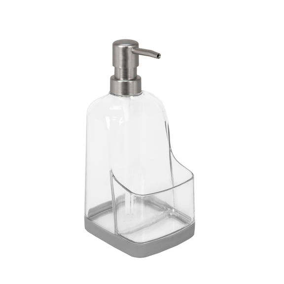 Spectrum Diversified Cora Soap Pump Sponge Holder for Sink Organization, 1 EA, Clear & Gray
