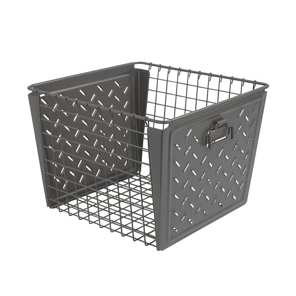 Spectrum Macklin Large Wire Storage Basket, Industrial Gray Steel