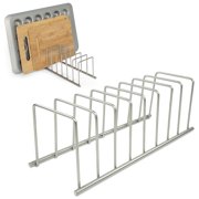 Spectrum Euro Kitchen Organizer 8-Slot for Cutting Boards and Plates, Satin Nickel