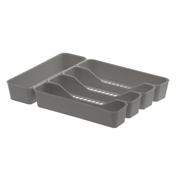 Spectrum HEXA 5-Section Silverware Tray with Hexagon Base, Stone Gray