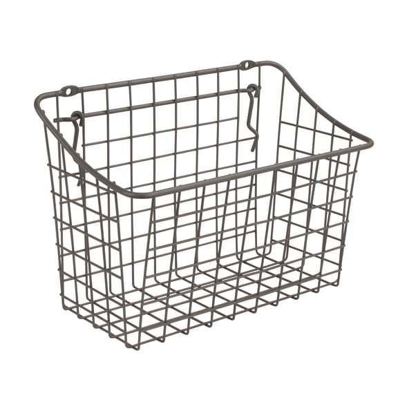 Spectrum Diversified Large Wire Basket for Slatwall & Pegboard, Industrial Gray, 10" x 5" x 7"