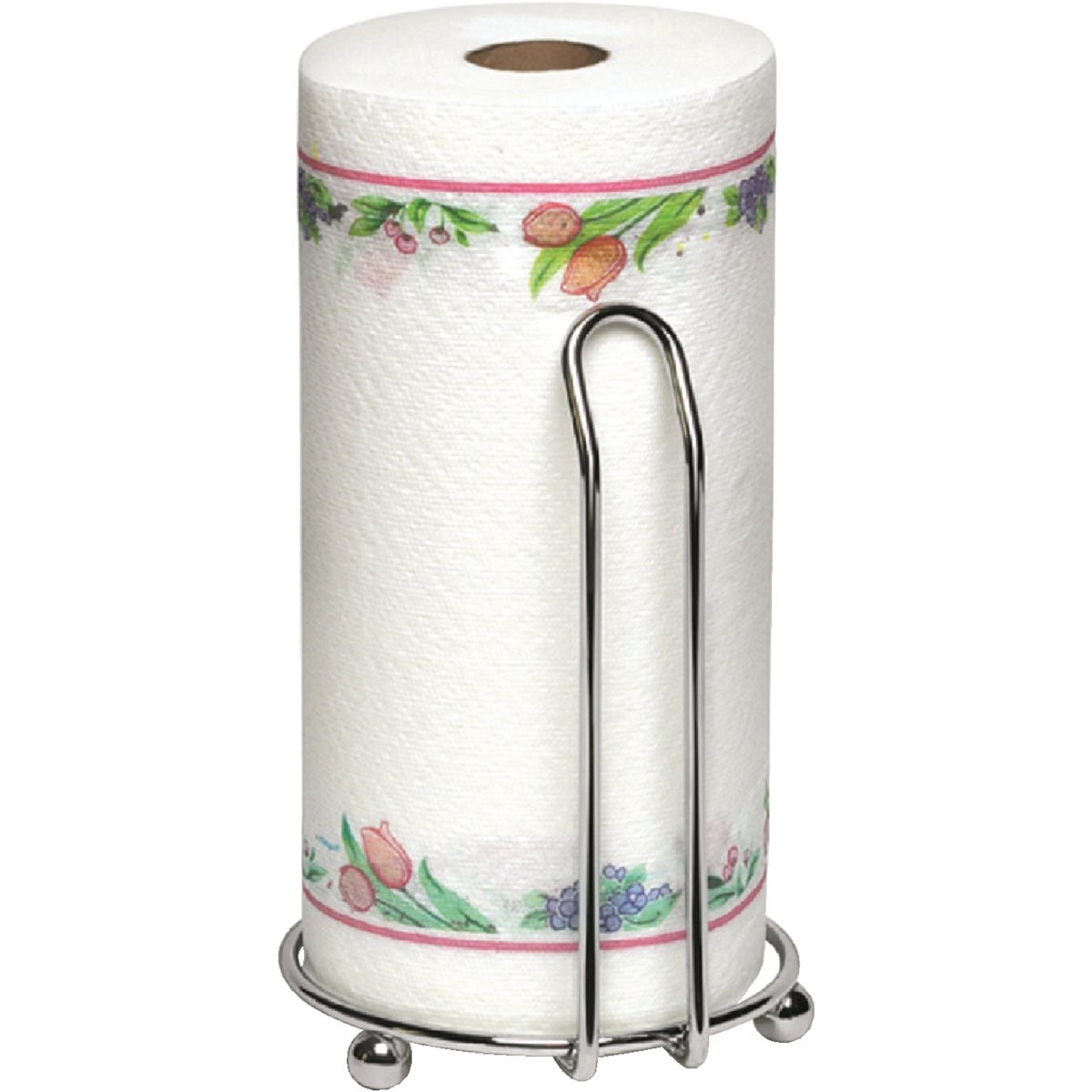 Spectrum Diversified Pantry Works Deluxe Paper Towel Holder Roll Dispenser Stand for Kitchen Countertop & Dining Room Table, Chrome