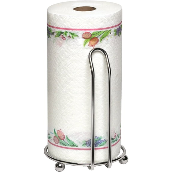 Spectrum Diversified Pantry Works Deluxe Paper Towel Holder Roll Dispenser Stand for Kitchen Countertop & Dining Room Table, Chrome