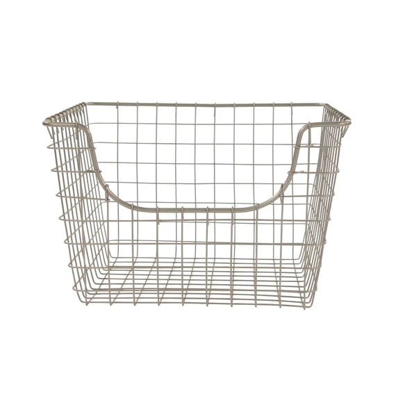 Spectrum Diversified Scoop Steel Wire Stackable Storage Basket for Kitchen, Pantry, Closet and Garage, Medium, Satin Nickel