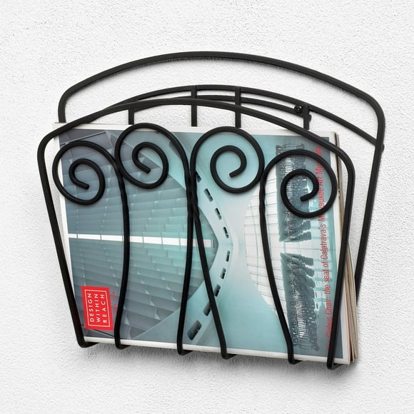Spectrum Diversified Scroll Magazine Rack, Wall Mount, Black