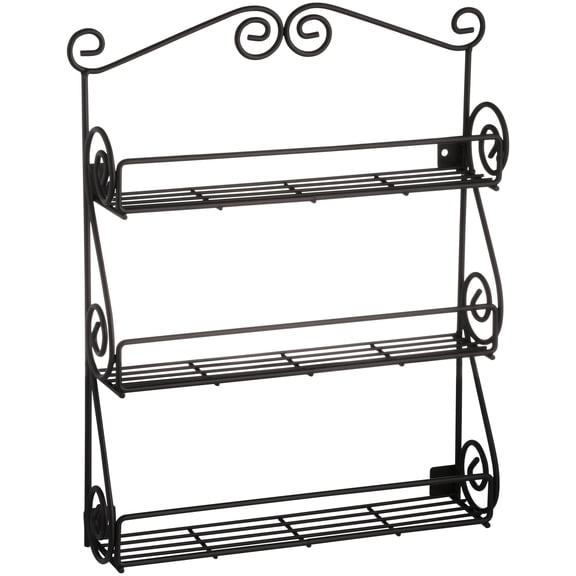 Spectrum Diversified Scroll Wall-Mounted Spice Rack, Traditional Spice Rack Organizer for Cabinet & Kitchen