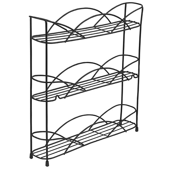 Spectrum Diversified Steel 3-Tier Countertop or Wall Mount Cabinet Spice Organizer Rack, Black, Classic Black