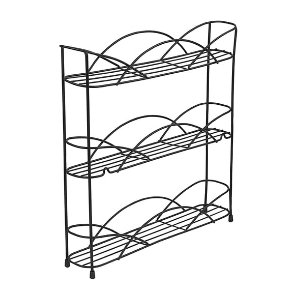 Spectrum Diversified Steel 3-Tier Countertop or Wall Mount Cabinet Spice Organizer Rack, Black, Classic Black