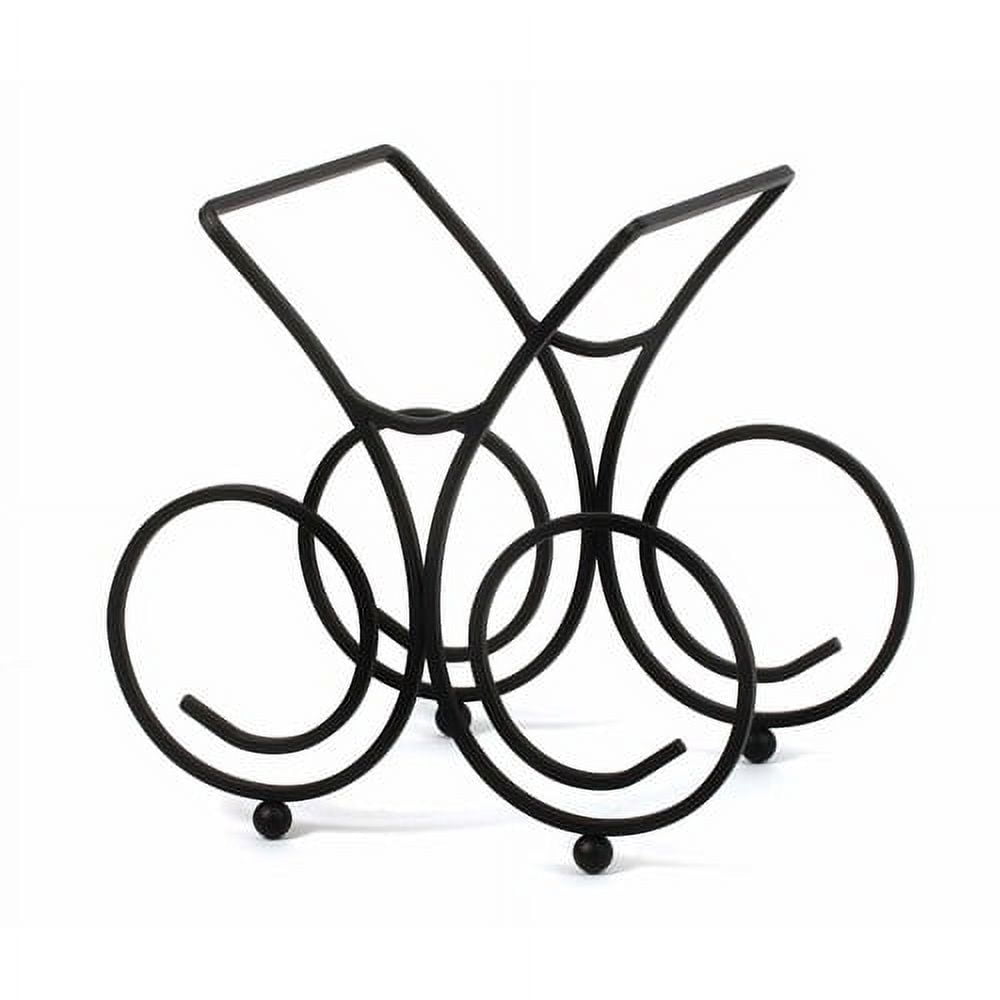 Black Steel 3-Bottle Countertop Wine Rack