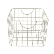 Spectrum Diversified Steel Utility Wire Storage Basket with Curved Easy Grab Handles, Satin Nickel