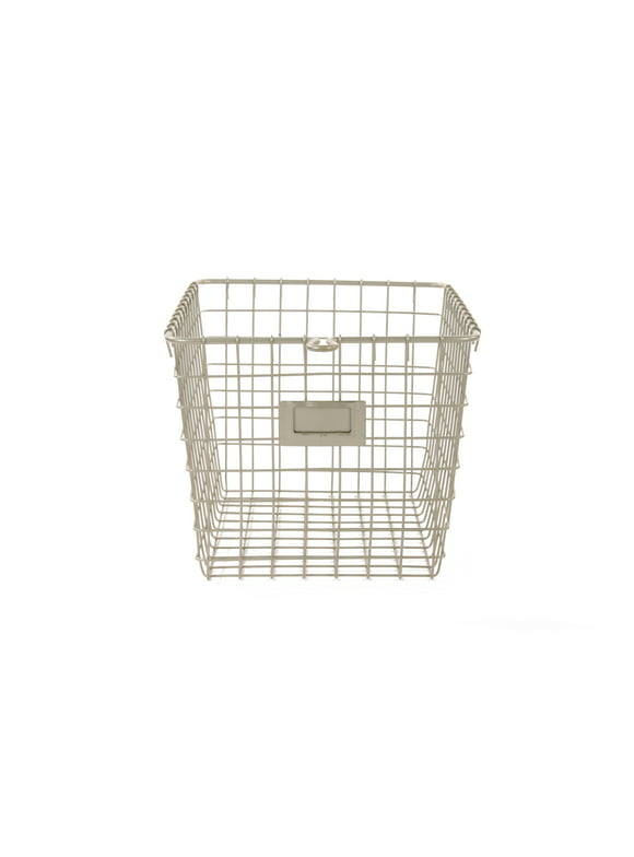 Spectrum Diversified Steel Wire Storage Basket Organizer for Closets, Pantry, Kitchen, Garage, Bathroom and More, Small, Satin Nickel