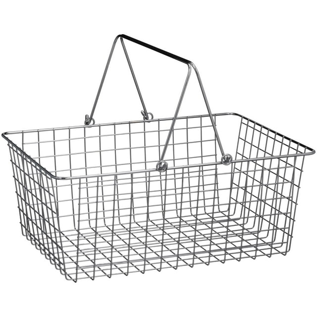 Spectrum Diversified Steel Wire Storage Basket with Handles for Pantry, Countertop and More, Large, Chrome