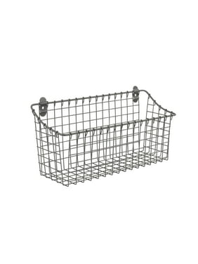 Spectrum Diversified Steel Wire Vintage Cabinet and Wall Mount Storage Basket, Large, Industrial Gray