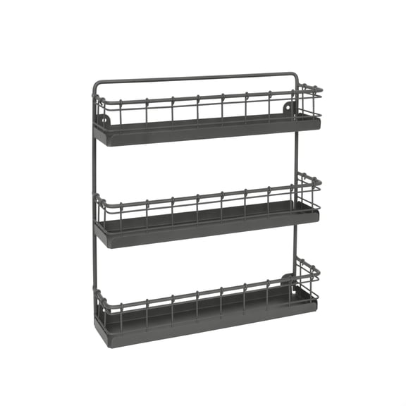 Spectrum Vintage 3-Tier Spice Rack Wall Mount Steel, Industrial Gray