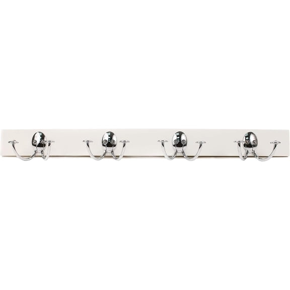 Spectrum Stratford 4 Double Hook Wood Coat Rack Steel, White and Chrome