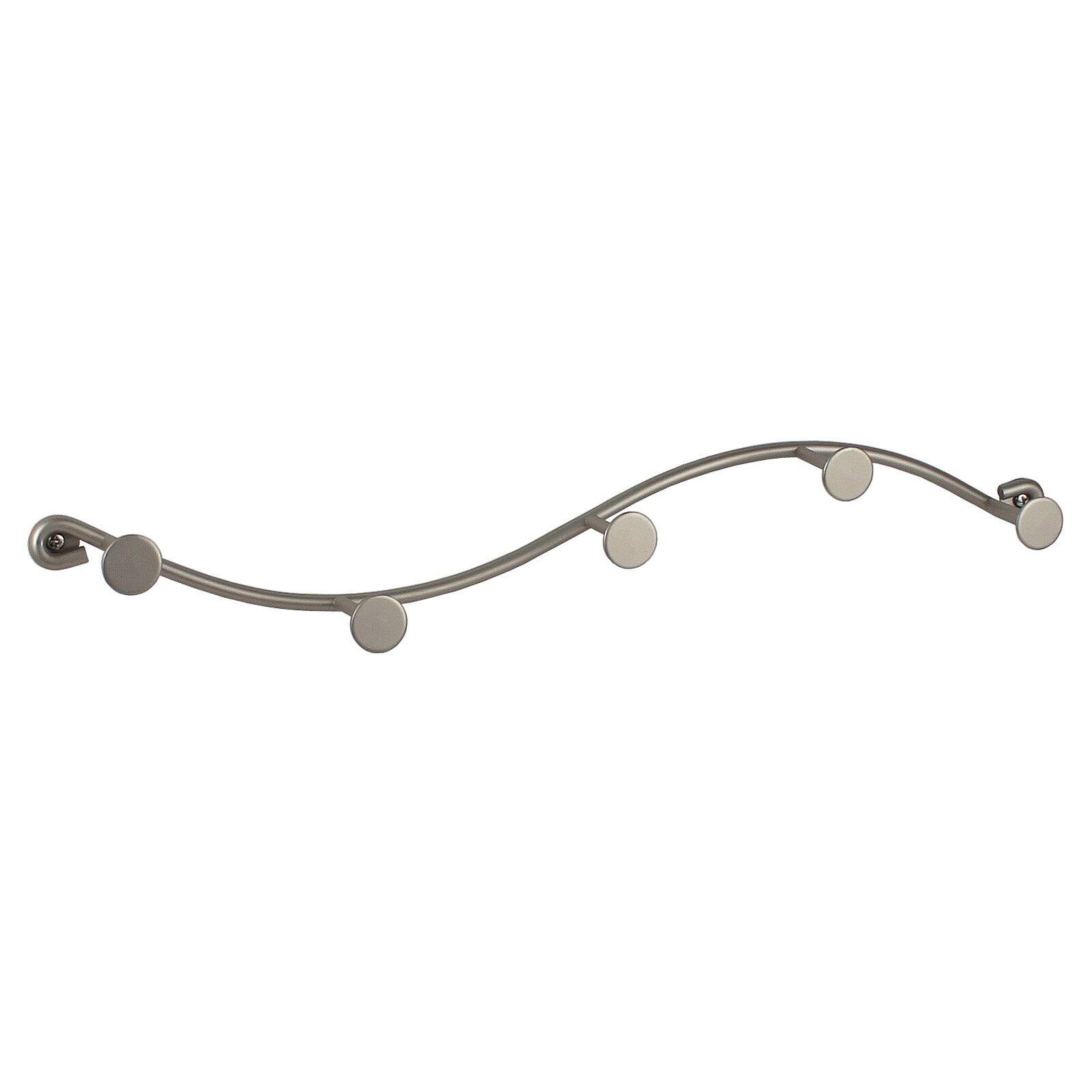 Satin Nickel Wall Mount 5-Hook Steel Rack with Shelf
