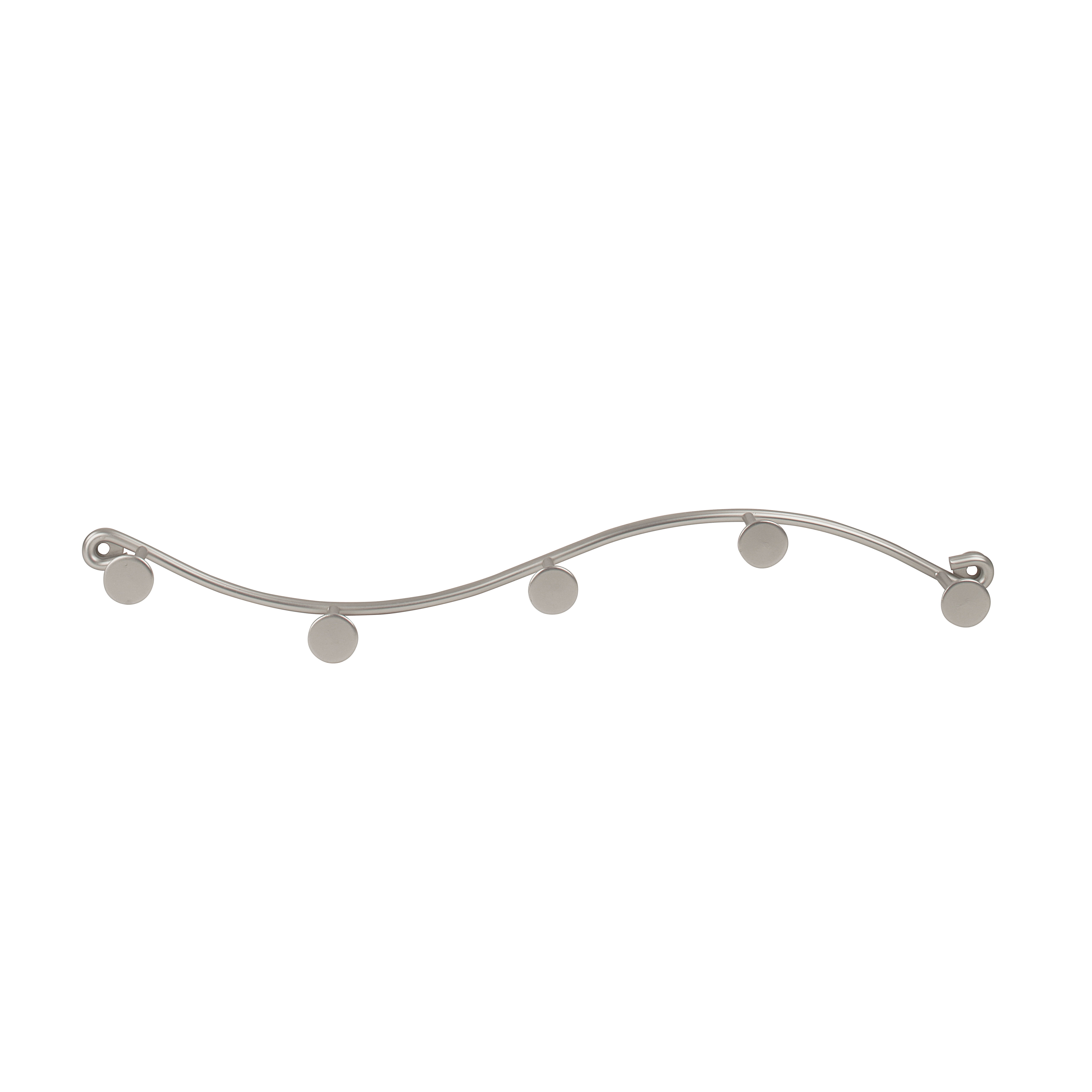 Satin Nickel Wall Mount 5-Hook Steel Rack with Shelf
