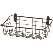 Spectrum Diversified Vintage Cabinet & Wall Mount Basket, Wall-Mounted Storage Basket, Rustic Farmhouse Wall Décor & Organization, Small Wire Basket, Decorative Storage, Bronze