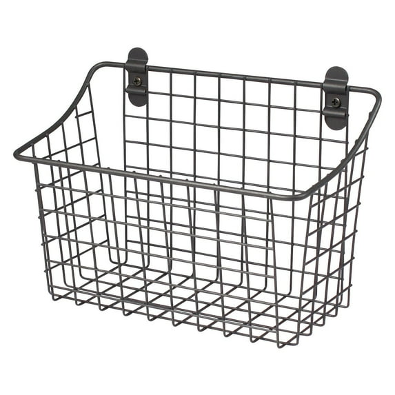 Spectrum Diversified Vintage Steel Cabinet & Wall-Mounted Basket, Industrial Gray