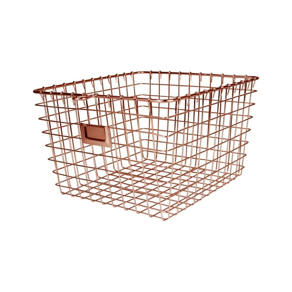 Spectrum Diversified Wire Storage Basket, Steel Storage for Closets, Pantry, Kitchen, Garage, Bathroom & More, Medium, Copper