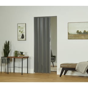 Spectrum Elite 36 in. x 80 in. Vinyl Accordion Folding Closet Door, Retractable Room Divider, Trim to Fit, Reversible, City Grey