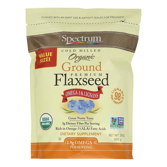 (Pack 1)Spectrum Essentials Flaxseed - Organic - Ground - Premium - 24 oz
