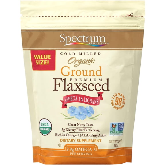 Spectrum Essentials Organic Cold Milled Ground Premium Flaxseed 24 oz Pack of 2