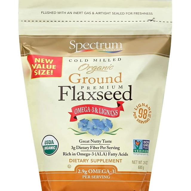 Spectrum Essentials Organic Cold Milled Ground Premium Flaxseed 24 oz Pack of 4
