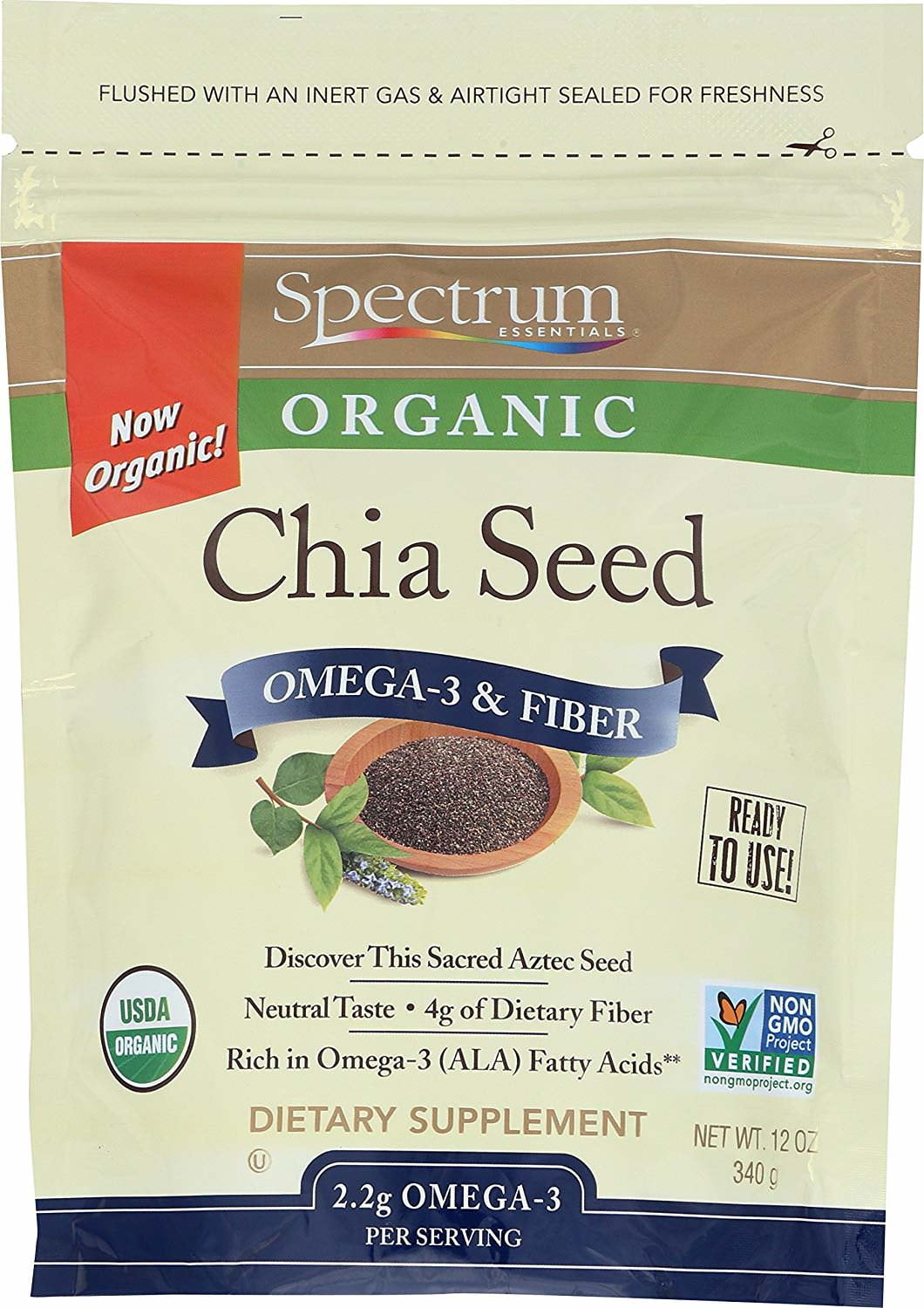 Spectrum Essentials Whole Chia Seeds, 12 oz.