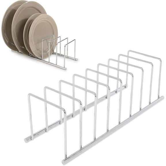 Spectrum Euro Kitchen Organizer Cutting Board Holder Stand for Countertop or Inside Kitchen Cabinet Organization Chrome, 8 Slot Cutting Board Drying Rack or Cabinet Plate Bakeware Storage Organizer