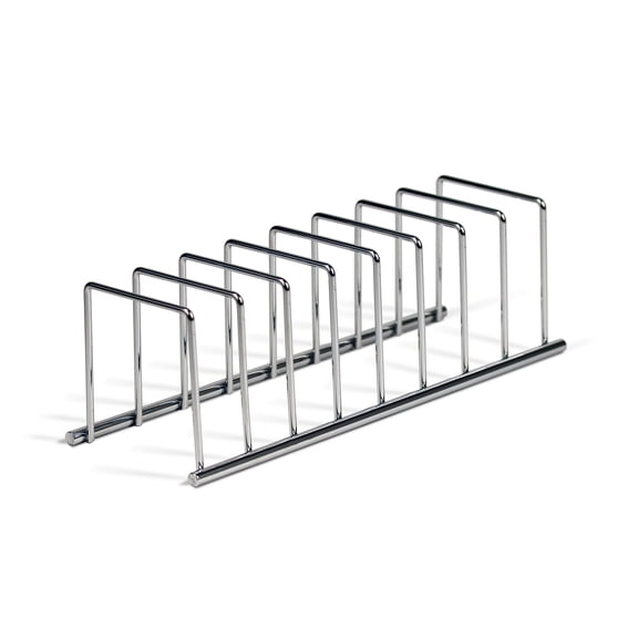 Spectrum Diversified Euro Kitchen Lid Organizer for Plates, Cutting Boards, Bakeware, Cooling Racks, Pots & Pans, Serving Trays, and Reusable Containers, Chrome