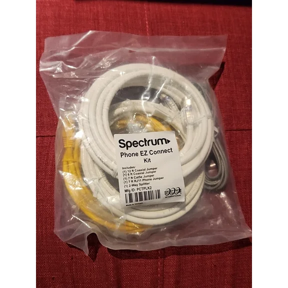 Spectrum Ez Phone Cabeling Connect Kit Coaxial Jumpers 2-Way Splitter New