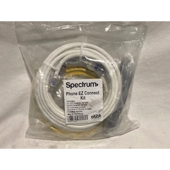 Spectrum Ez Phone Connect Kit Coaxial Jumpers 2-Way Splitter - Fast Shipping