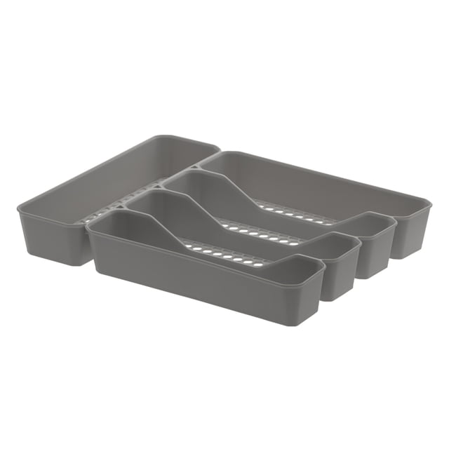 Spectrum HEXA 5-Section Silverware Tray with Hexagon Base, Stone Gray ...
