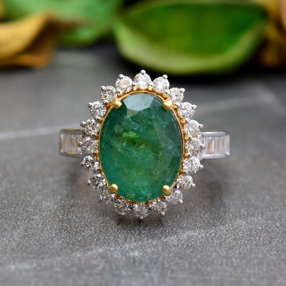 Spectrum Jewels Emerald Cocktail Rings, Yellow Gold