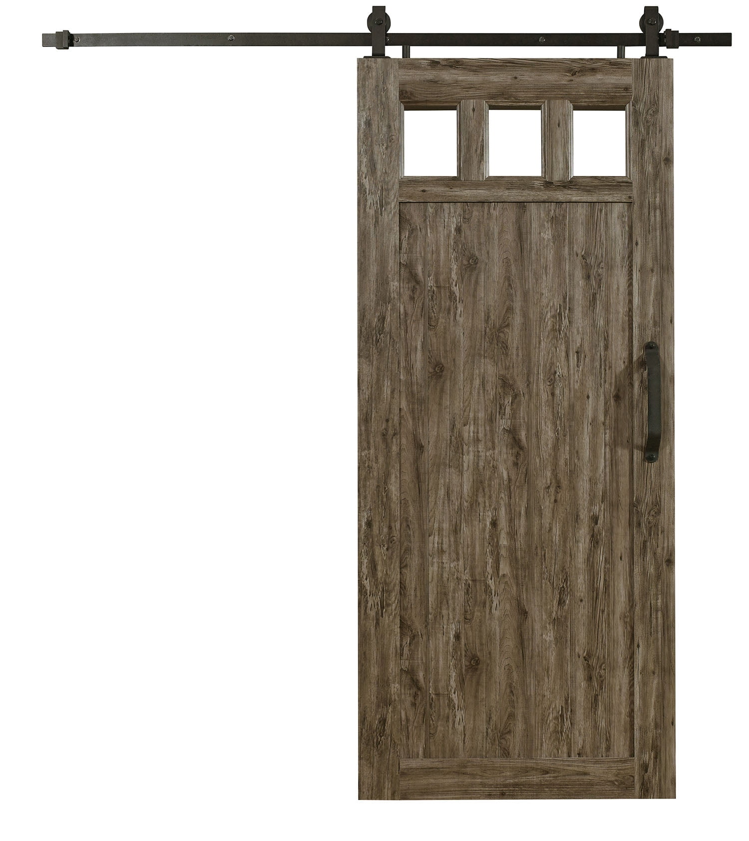 Millbrooke Weathered Grey PVC Barn Door with Acrylic Windows
