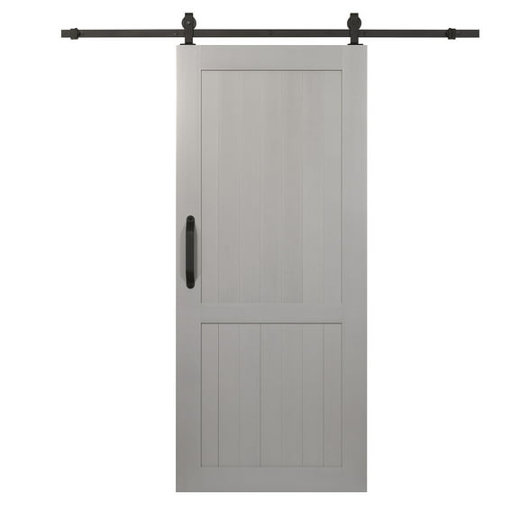 Spectrum Millbrooke Satin Silver PVC H-Style Barn Door Kit Size 36"wide x 84"high