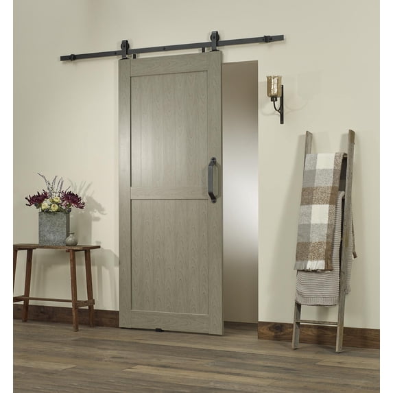 Spectrum Montana PVC Barn Door Size 42"wide x 84"high - Kit *Requires Assembly* Heathered Grey Color