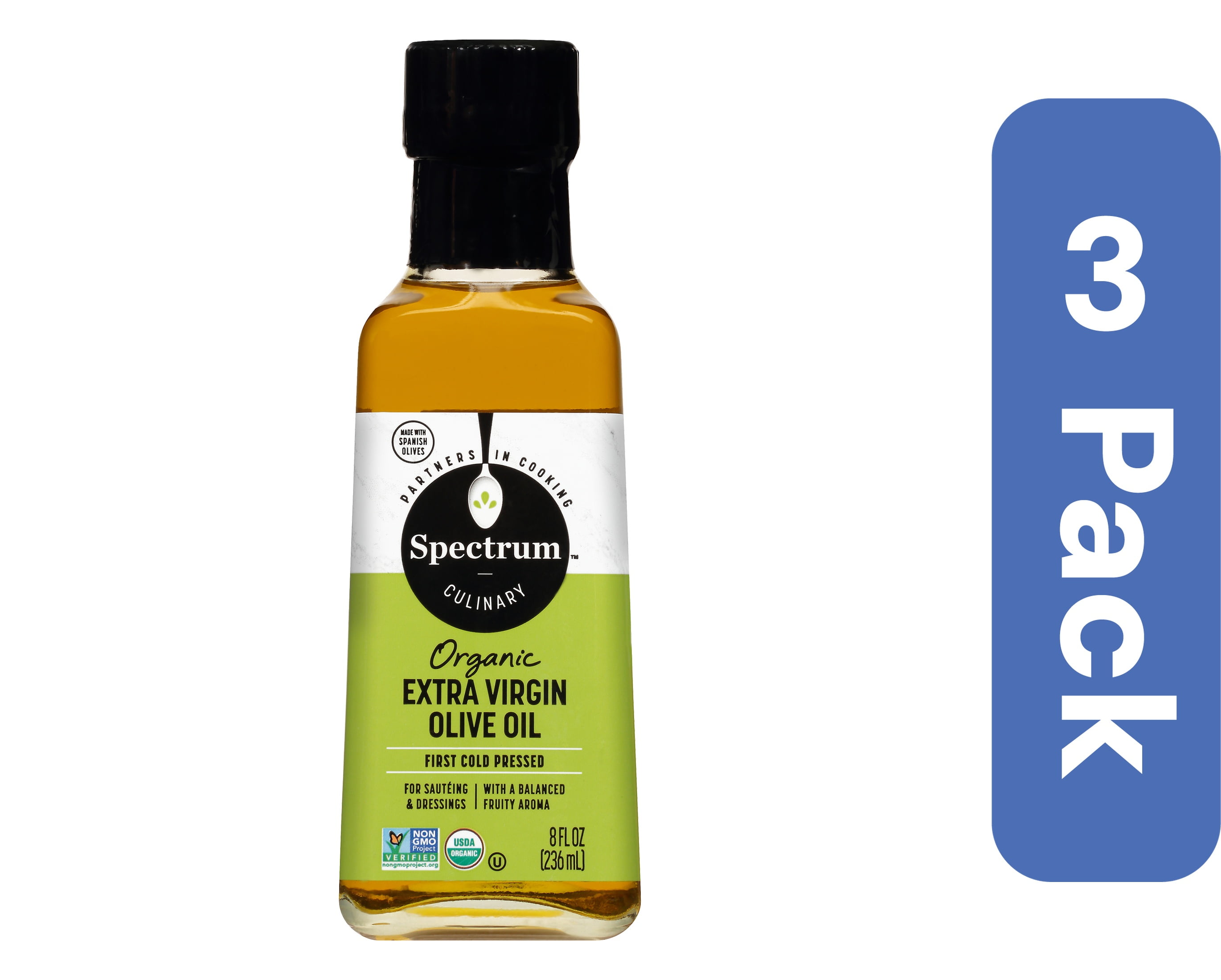 Spectrum Naturals Unrefined Organic Extra Virgin Olive Oil 8.5 fl oz (Pack Of 3)