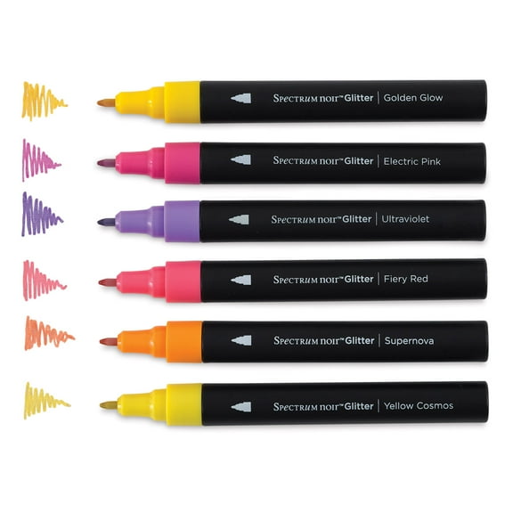 Spectrum Noir Glitter Pen Set - Vibrant Florals, Set of 6