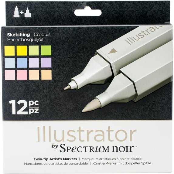 Spectrum Noir Illustrator Twin Tip Markers 12/Pkg-Sketching