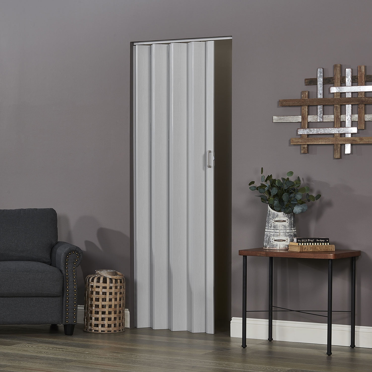 Dove Grey PVC Folding Closet Door 36" x 80"