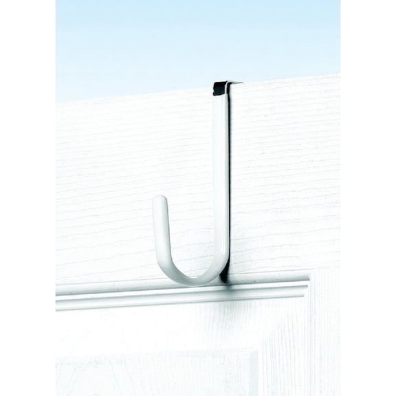 Spectrum Over-The-Door Single Hook Vinyl Coated White 4-3/4" X 7/16" X 4" - Pack of 2